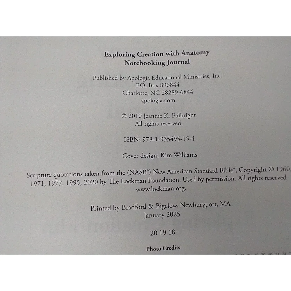 Apologia Exploring Creation Human Anatomy Notebooking Journal Jeannie Fulbright